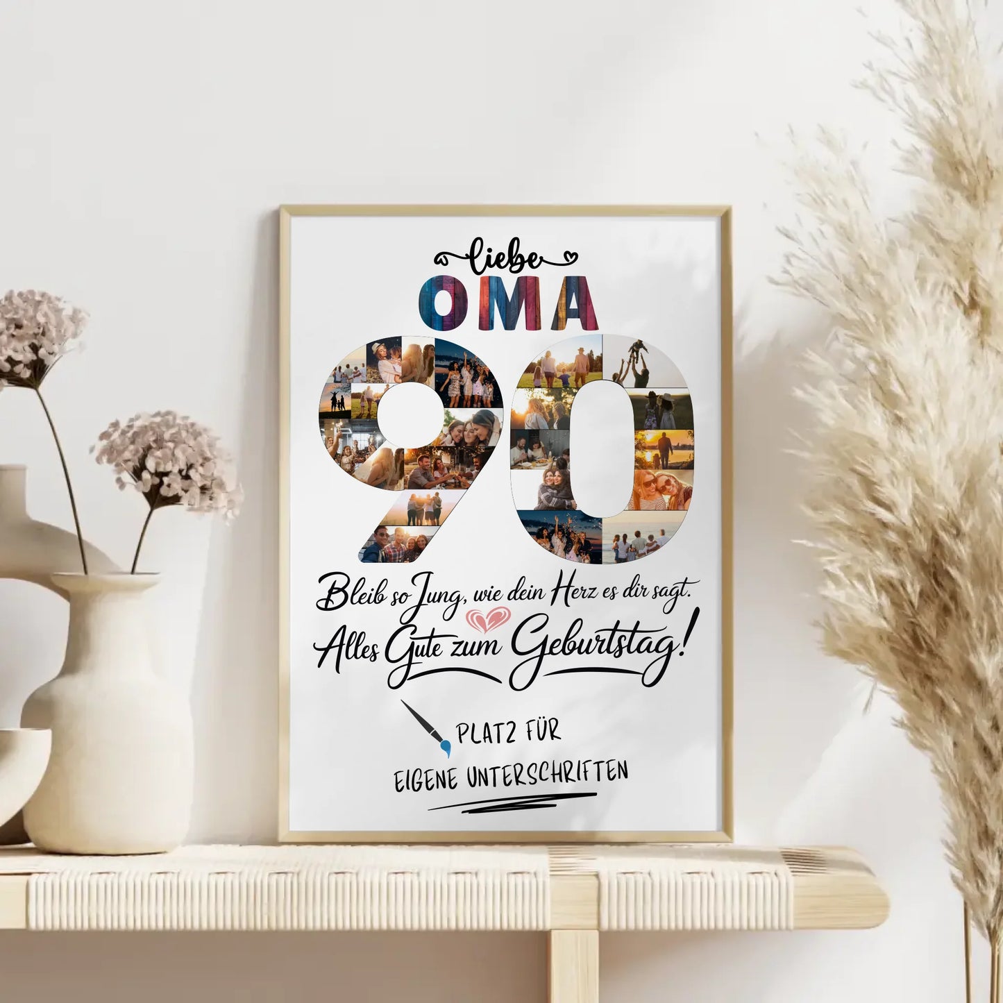 Personalisiertes Poster mit Unterschriften für Oma 90 Geburtstag Fotos