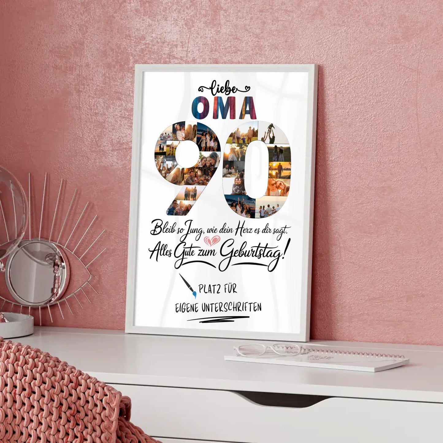 Personalisiertes Poster mit Unterschriften für Oma 90 Geburtstag Fotos