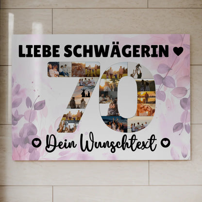 Magnet Wandbild mit Unterschriften 70 Geburtstag Schwägerin