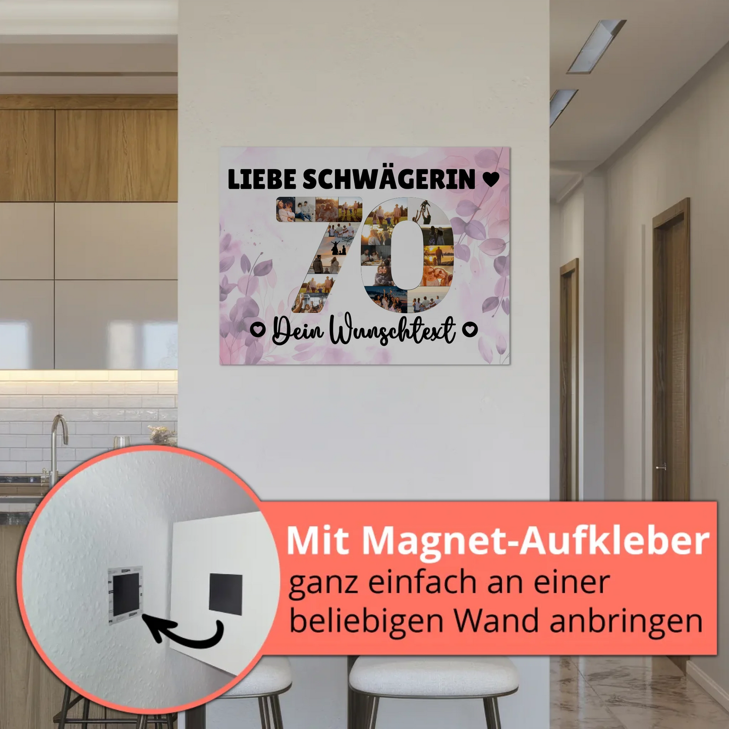 Magnet Wandbild mit Unterschriften 70 Geburtstag Schwägerin