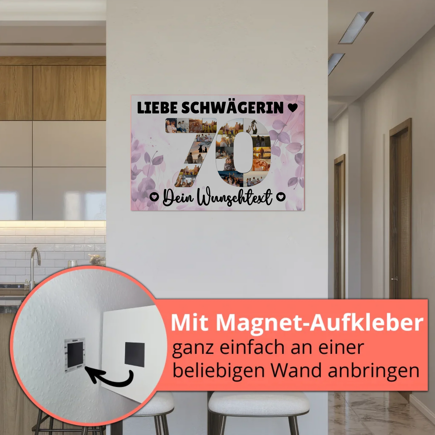Magnet Wandbild mit Unterschriften 70 Geburtstag Schwägerin