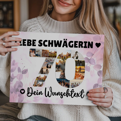 Magnet Wandbild mit Unterschriften 70 Geburtstag Schwägerin