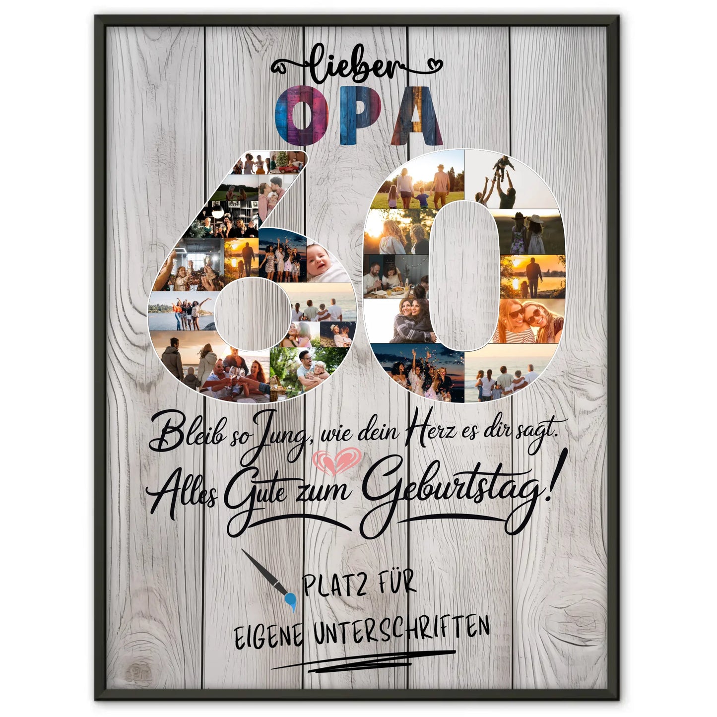 Personalisiertes Poster mit Unterschriften Opa 60 Geburtstag Fotos