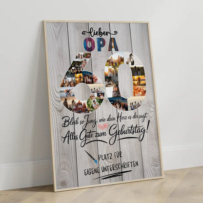 Personalisiertes Poster mit Unterschriften Opa 60 Geburtstag Fotos