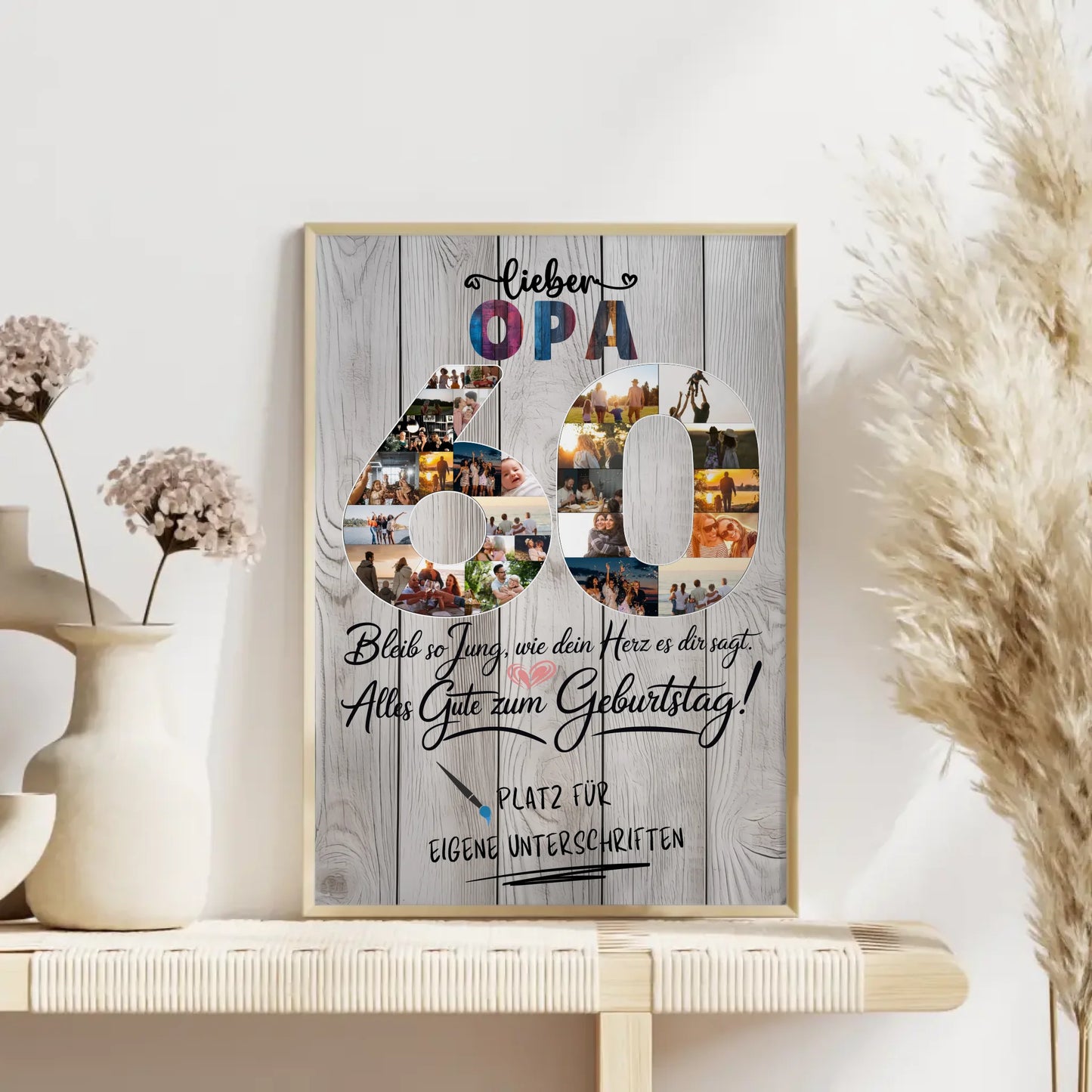 Personalisiertes Poster mit Unterschriften Opa 60 Geburtstag Fotos