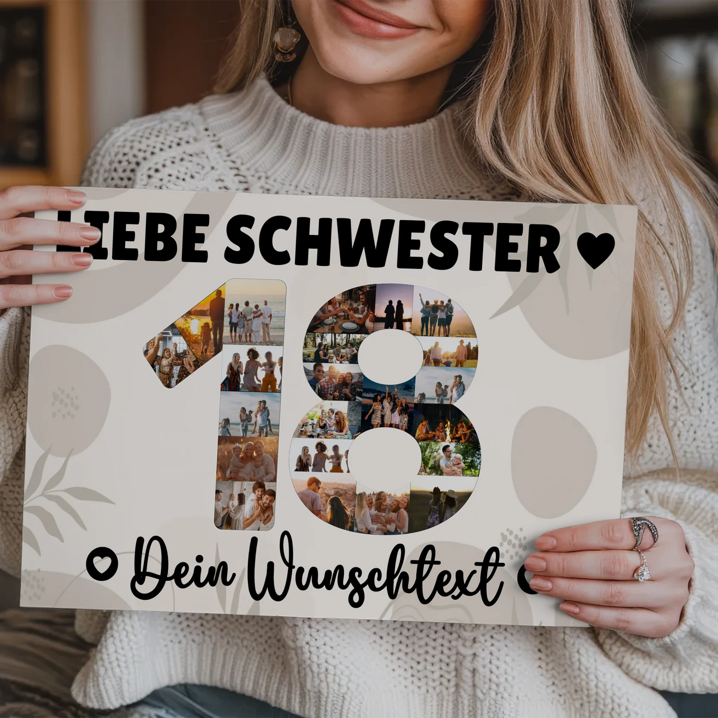 Magnetisches Fotoboard Poster mit Wunschtext 18 Geburtstag Schwester