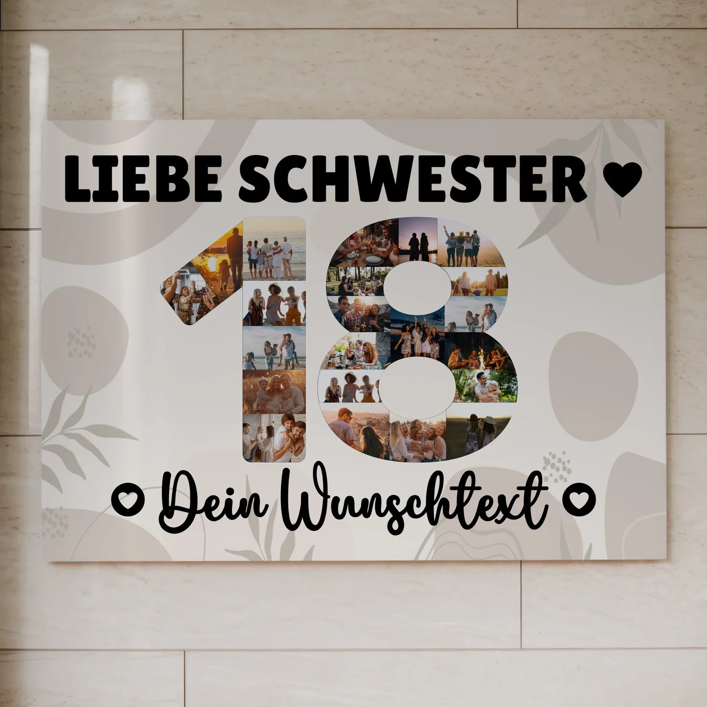 Magnetisches Fotoboard Poster mit Wunschtext 18 Geburtstag Schwester