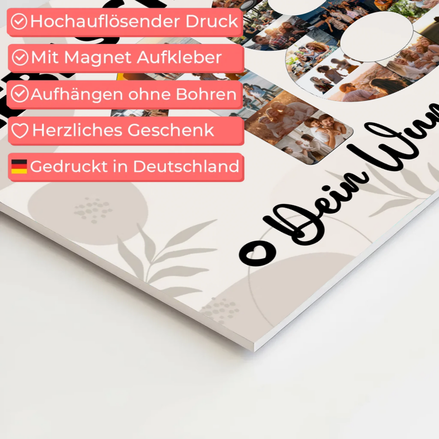 Magnetisches Fotoboard Poster mit Wunschtext 18 Geburtstag Schwester