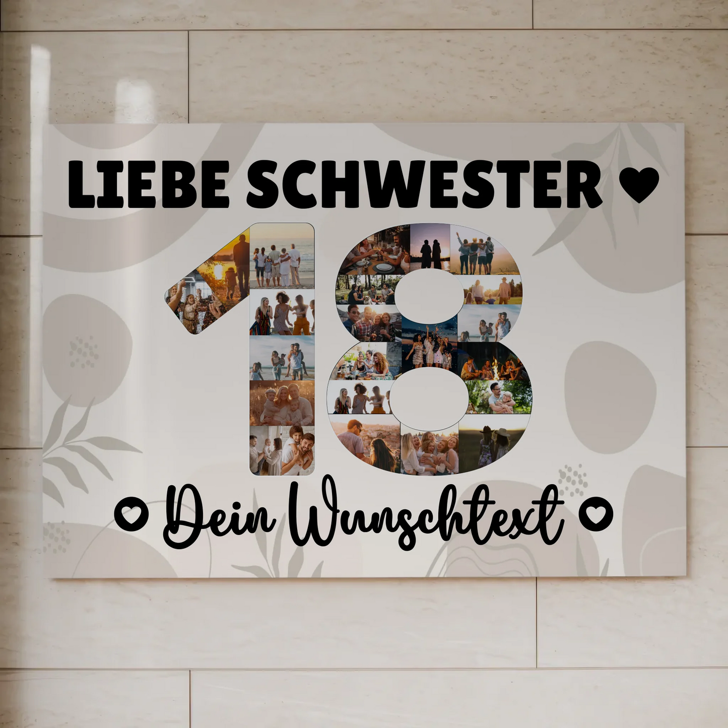 Magnetisches Fotoboard Poster mit Wunschtext 18 Geburtstag Schwester