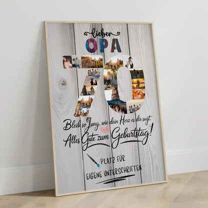 Personalisiertes Poster Opa 70 Geburtstag mit Unterschriften Fotos