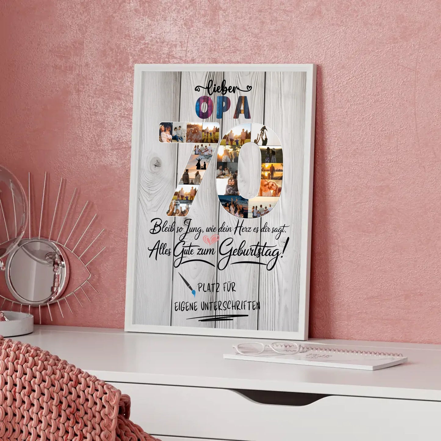 Personalisiertes Poster Opa 70 Geburtstag mit Unterschriften Fotos