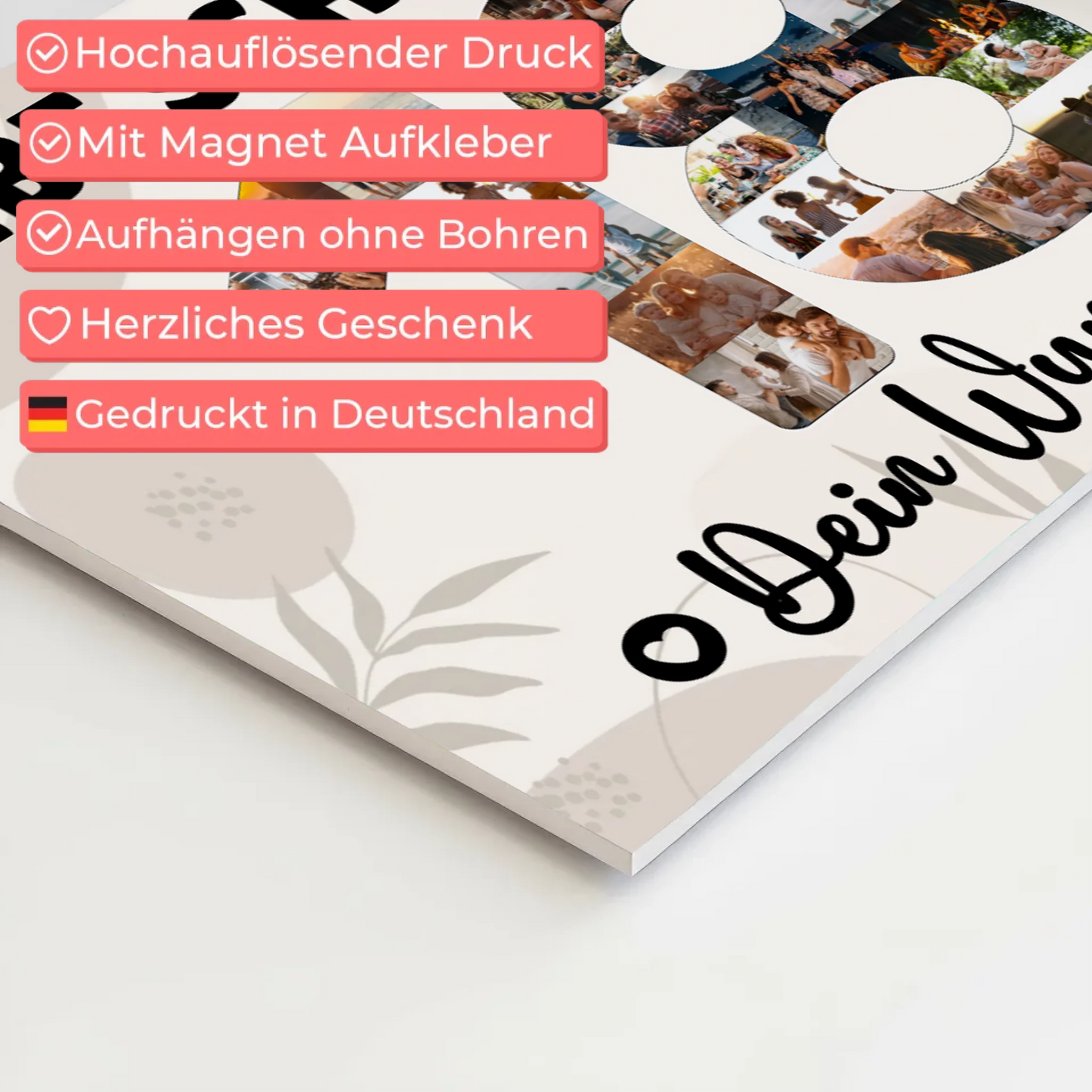 Magnetisches Fotoboard Poster mit Wunschtext 18 Geburtstag Schwester