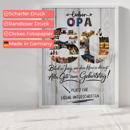 Personalisiertes Poster Opa 80 Geburtstag mit Unterschriften Fotos