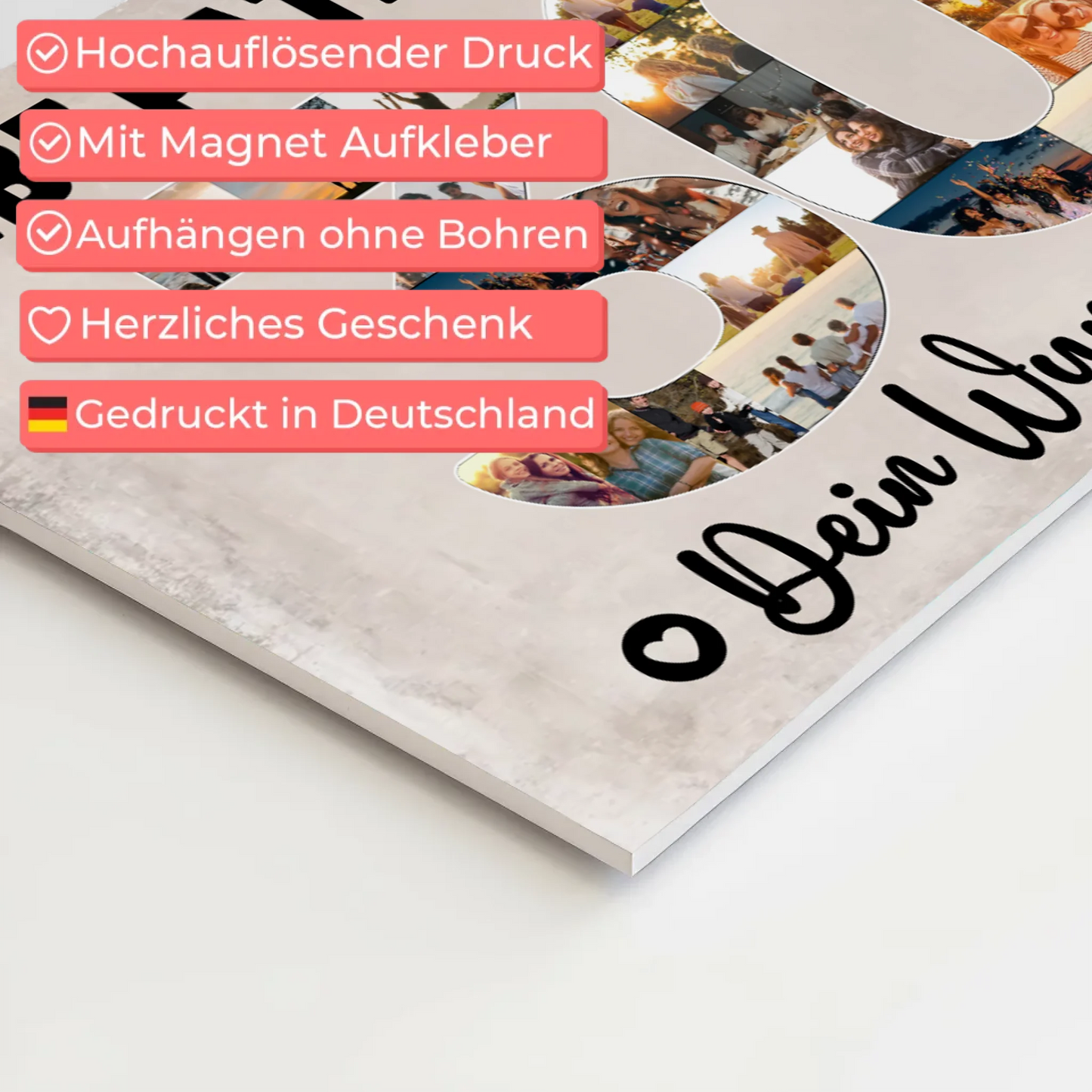 Magnetisches Fotoboard mit Unterschriften 30 Geburtstag Patentante