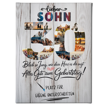 Personalisierte Fotoleinwand mit Unterschriften Sohn 30 Geburtstag