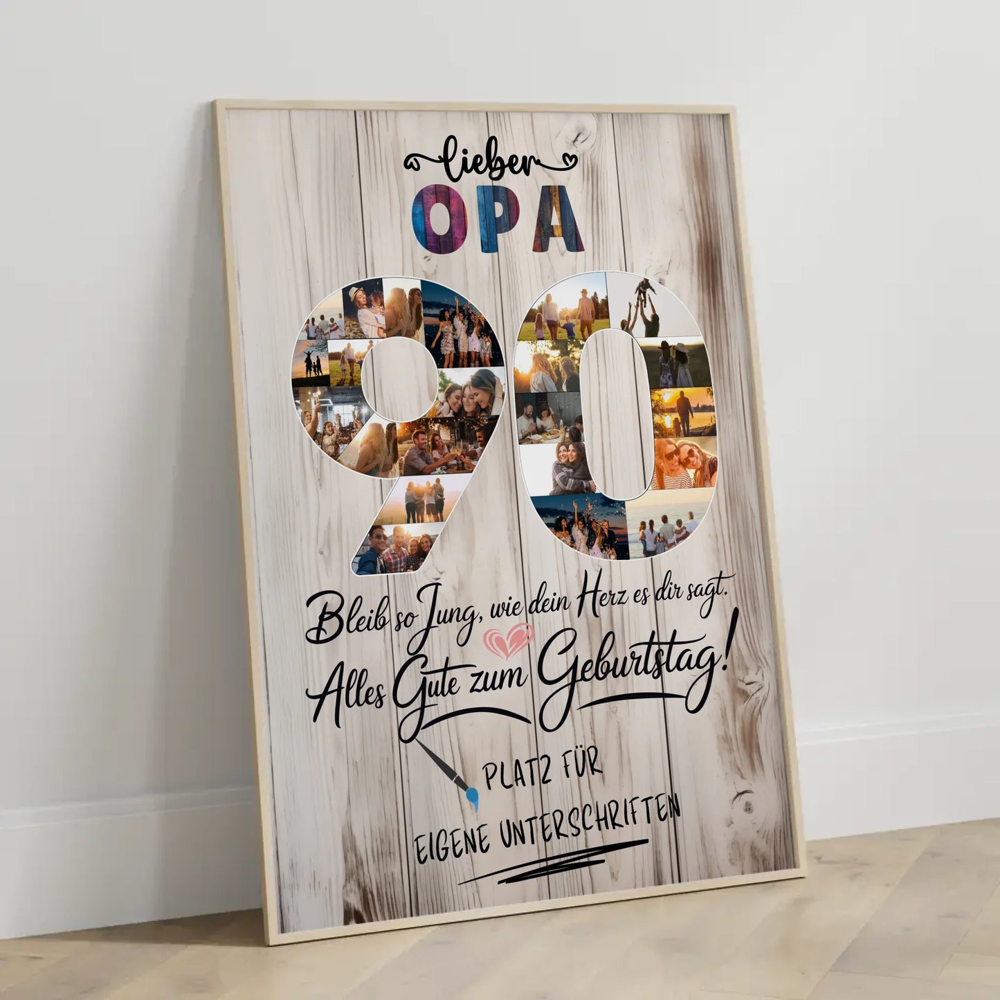 Personalisiertes Poster mit Unterschriften Opa 90 Geburtstag Fotos