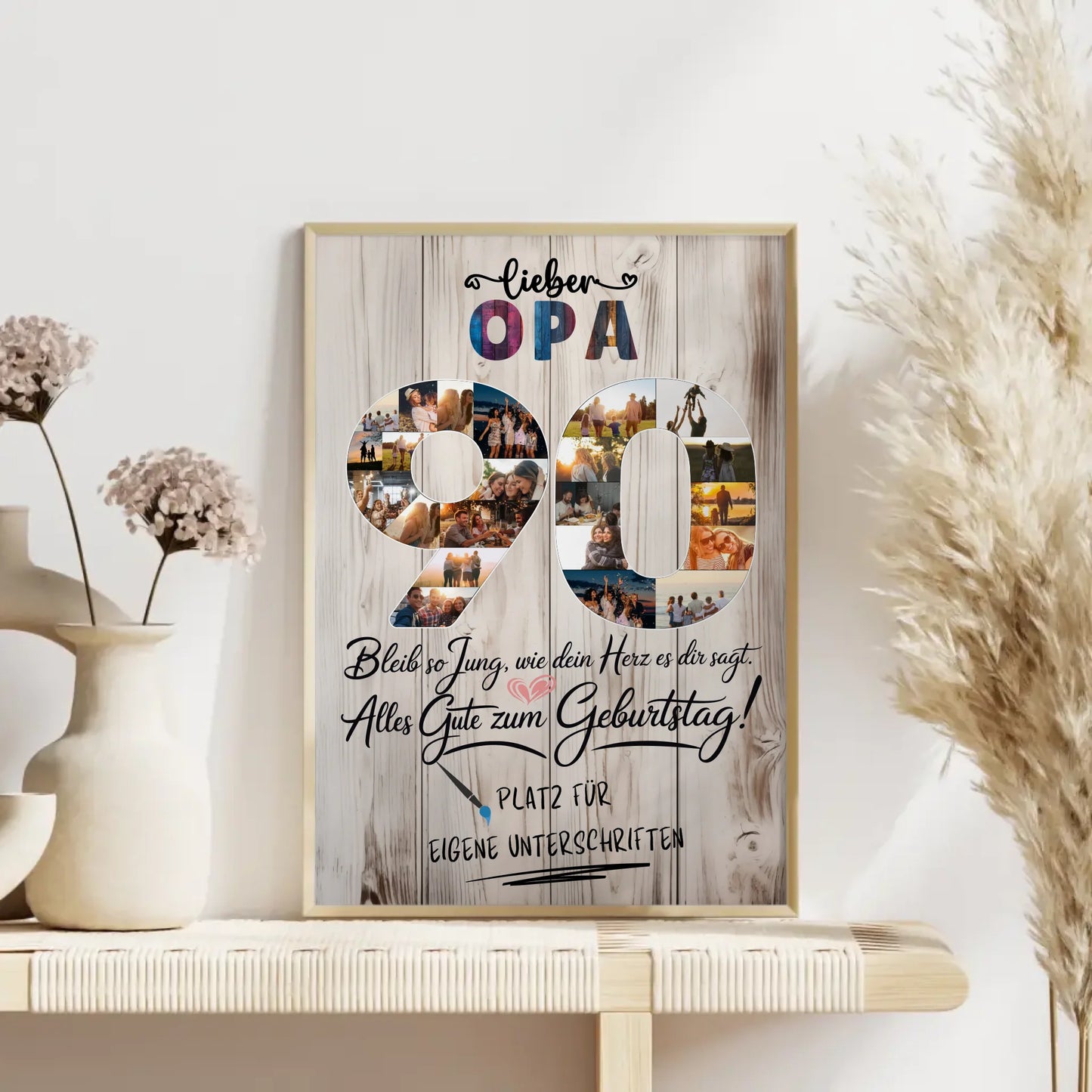 Personalisiertes Poster mit Unterschriften Opa 90 Geburtstag Fotos