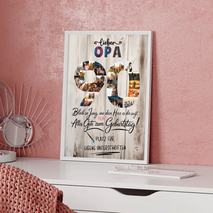 Personalisiertes Poster mit Unterschriften Opa 90 Geburtstag Fotos