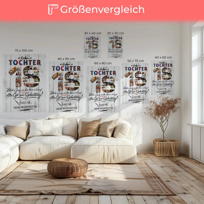 Personalisierte Fotoleinwand mit Unterschriften Tochter 18. Geburtstag Fotos