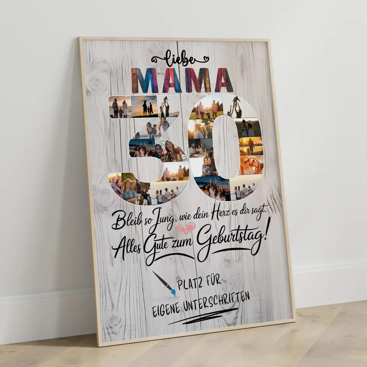 Personalisiertes Poster mit Unterschriften Mama 30 Geburtstag Fotos