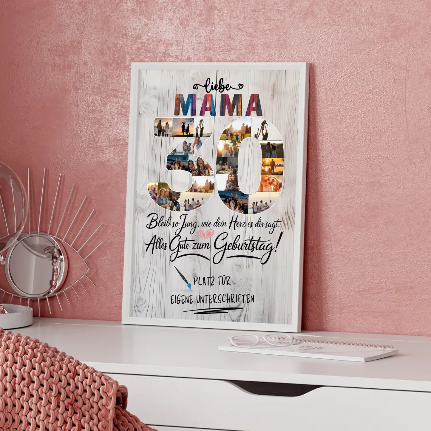 Personalisiertes Poster mit Unterschriften Mama 30 Geburtstag Fotos