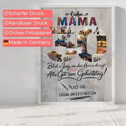 Personalisiertes Poster mit Unterschriften Mama 30 Geburtstag Fotos