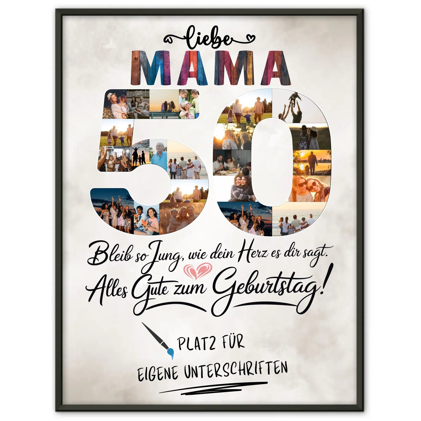 Personalisiertes Poster Mama 50 Geburtstag mit Unterschriften Fotos