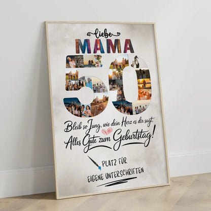 Personalisiertes Poster Mama 50 Geburtstag mit Unterschriften Fotos