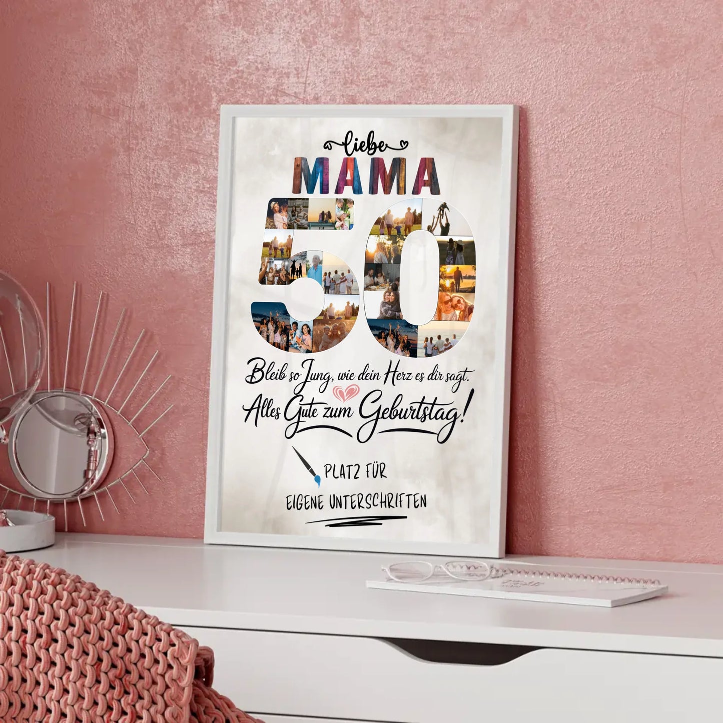 Personalisiertes Poster Mama 50 Geburtstag mit Unterschriften Fotos