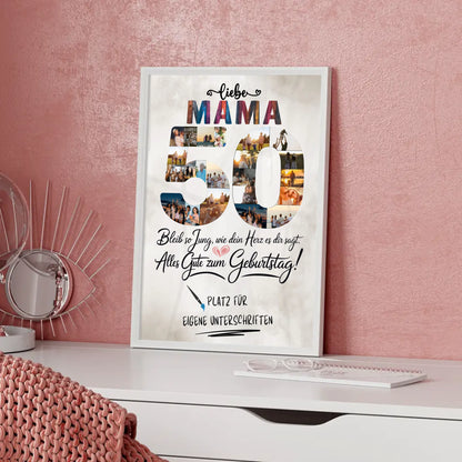 Personalisiertes Poster Mama 50 Geburtstag mit Unterschriften Fotos