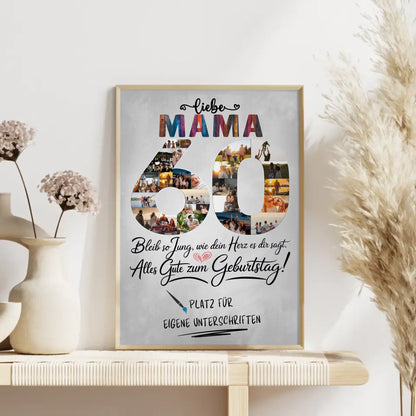 Personalisiertes Poster mit Unterschriften Mama 60 Geburtstag Fotos