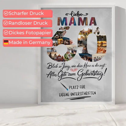 Personalisiertes Poster mit Unterschriften Mama 60 Geburtstag Fotos