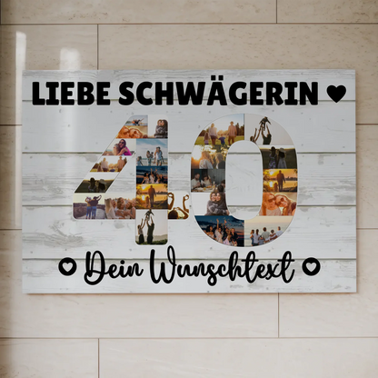 Fotoboard Poster magnetisch mit Wunschtext 40 Geburtstag Schwägerin