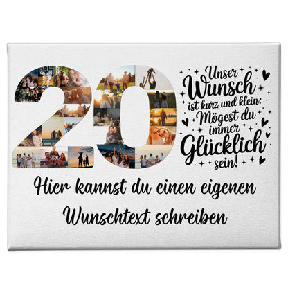 Personalisierte Fotoleinwand mit Wunschtext 20 Geburtstag Wunsch