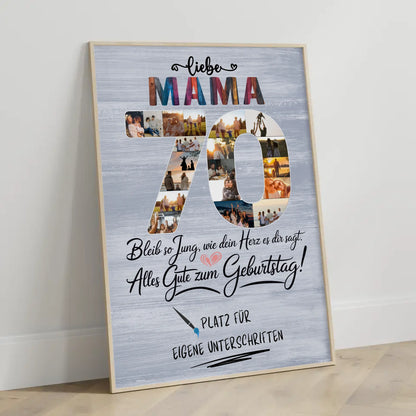 Personalisiertes Poster Mama 70 Geburtstag mit Unterschriften Fotos