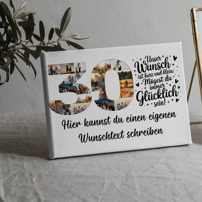 Personalisierte Fotoleinwand mit Wunschtext zum 30 Geburtstag