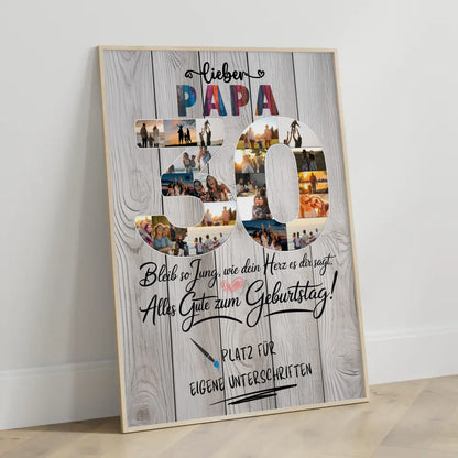 Personalisiertes Poster mit Unterschriften Papa 30 Geburtstag Fotos
