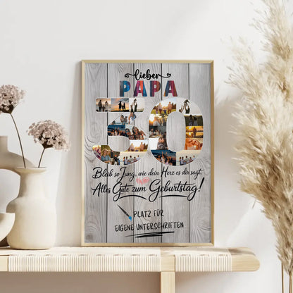 Personalisiertes Poster mit Unterschriften Papa 30 Geburtstag Fotos