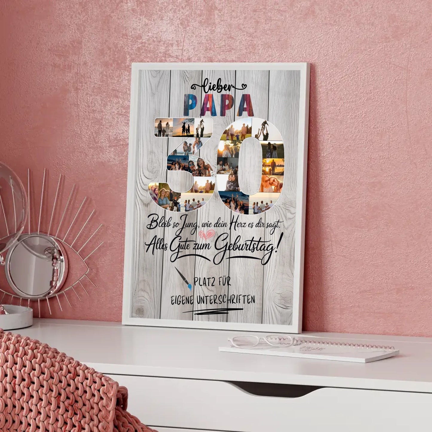 Personalisiertes Poster mit Unterschriften Papa 30 Geburtstag Fotos