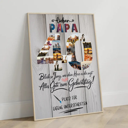 Personalisiertes Poster mit Unterschriften Papa 40 Geburtstag Fotos