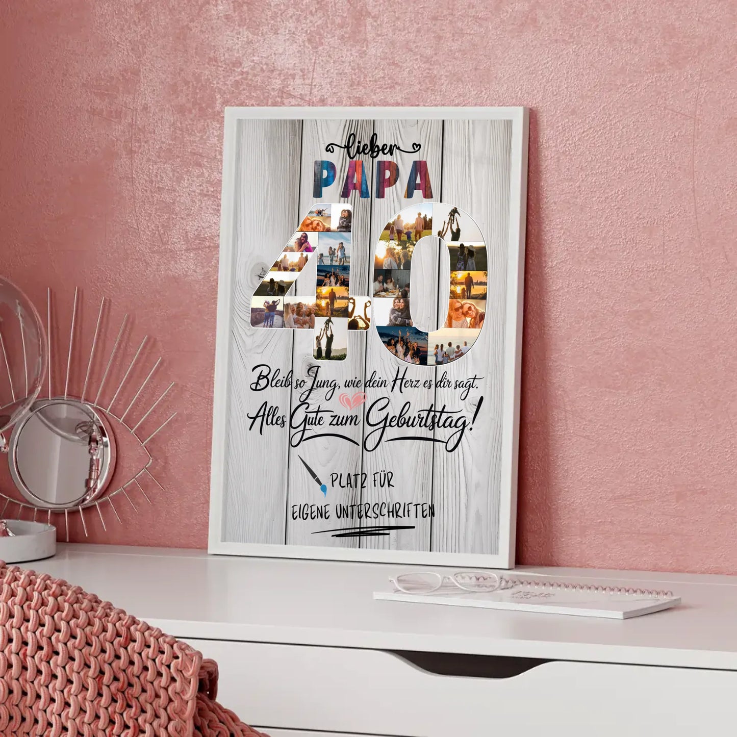 Personalisiertes Poster mit Unterschriften Papa 40 Geburtstag Fotos