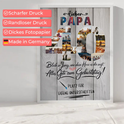 Personalisiertes Poster mit Unterschriften Papa 40 Geburtstag Fotos