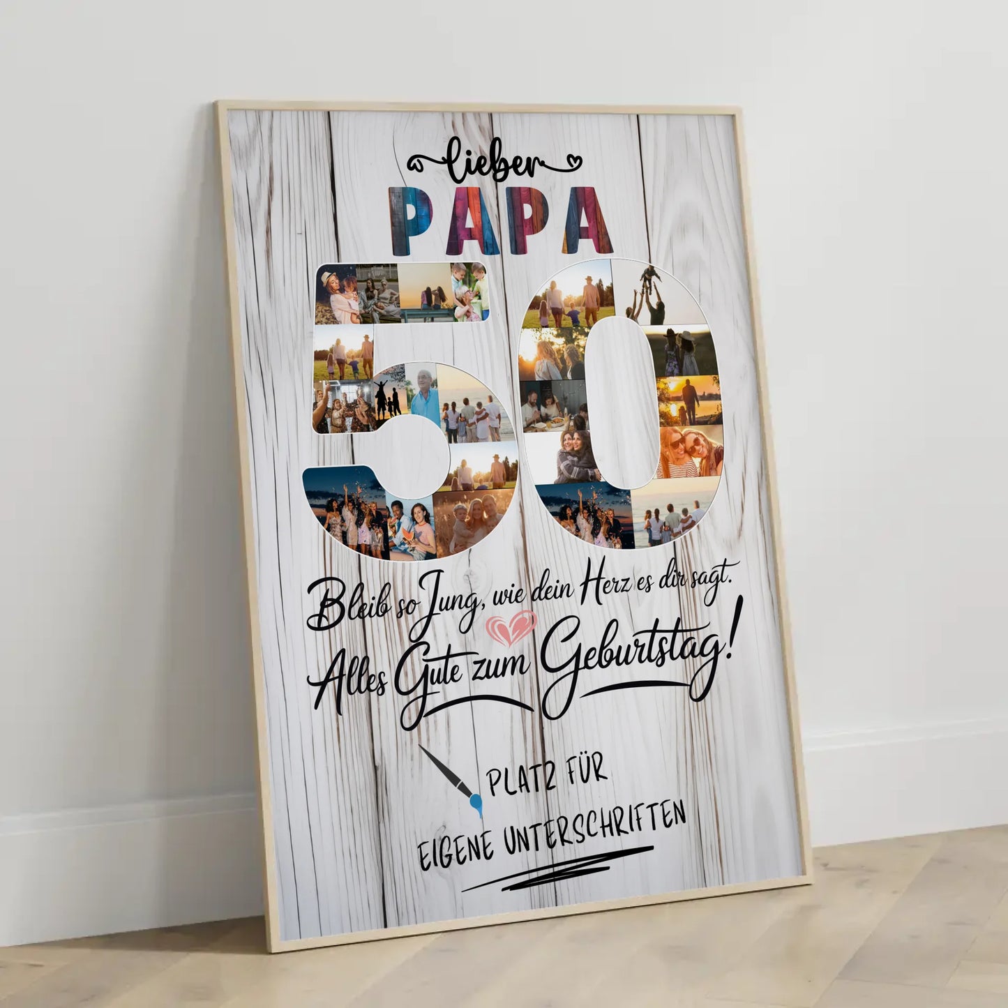 Personalisiertes Poster Papa 50 Geburtstag mit Unterschriften Fotos