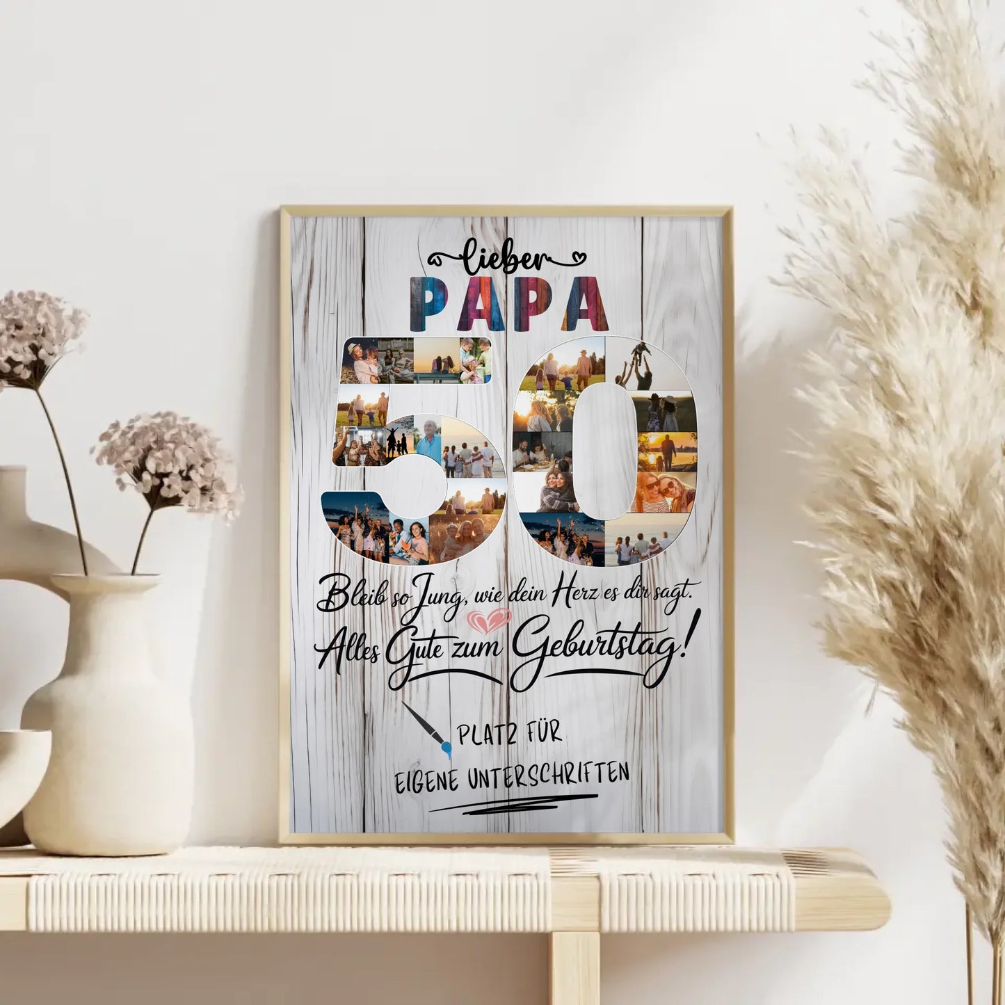 Personalisiertes Poster Papa 50 Geburtstag mit Unterschriften Fotos
