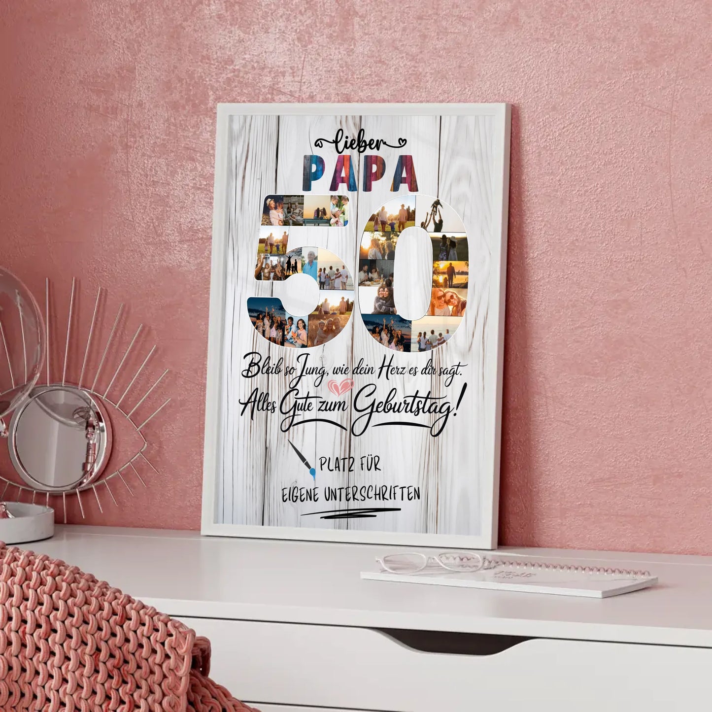 Personalisiertes Poster Papa 50 Geburtstag mit Unterschriften Fotos