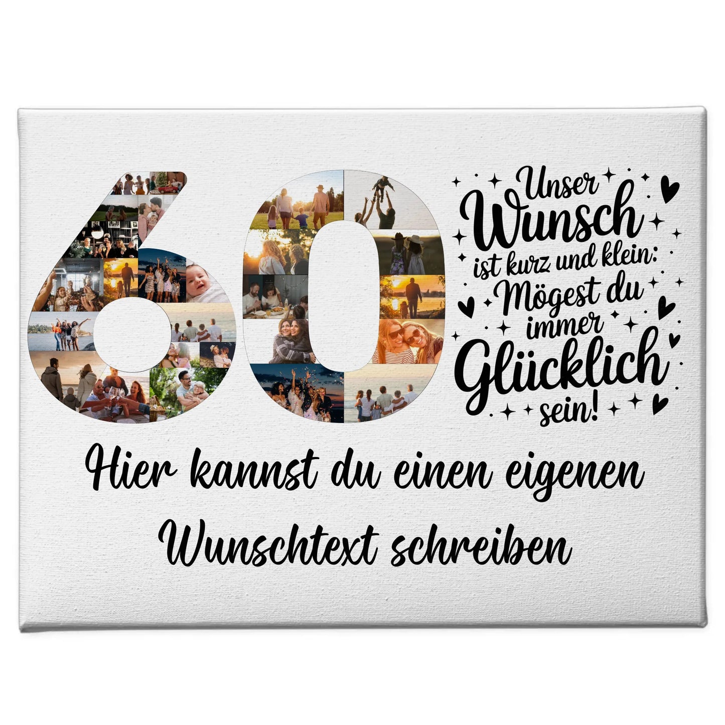 Personalisierte Fotoleinwand Wunschtext 60 Geburtstag Geschenk