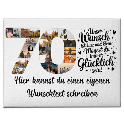 Personalisierte Fotoleinwand mit Wunschtext 70 Geburtstag Wunsch