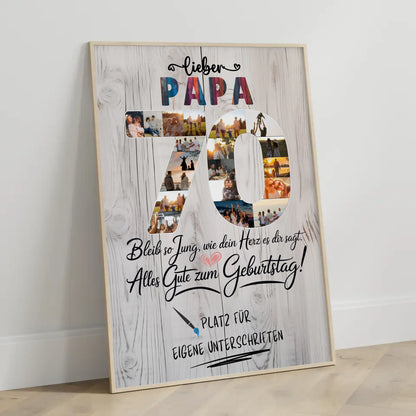 Personalisiertes Poster mit Unterschriften Papa 70 Geburtstag Fotos