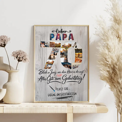 Personalisiertes Poster mit Unterschriften Papa 70 Geburtstag Fotos