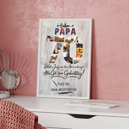 Personalisiertes Poster mit Unterschriften Papa 70 Geburtstag Fotos